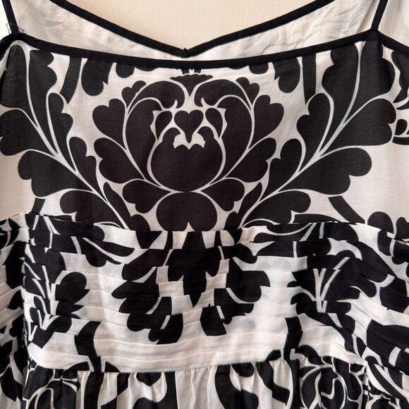 Ann Taylor Black & White Damask Print Spaghetti Strap Dress Size 8 - Picture 11 of 13